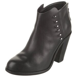 Rag & Bone Alwyn Leather Ankle Boots Black Studded Block Heel Size 38.5